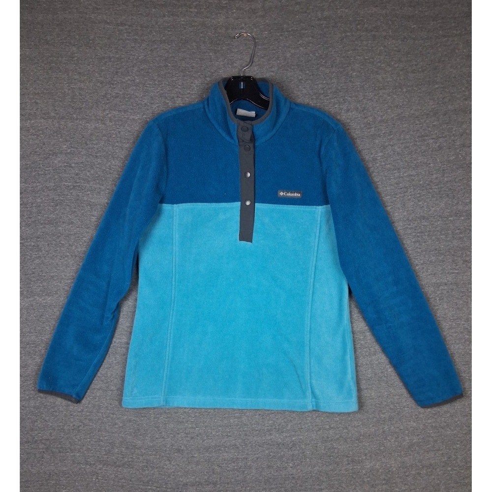 Columbia Womens Jacket M Blue Fleece 1/4 Snap Outdoor Gorp Lightweight Casual
